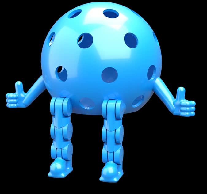 SMALL Pickleball Dinky in cyan sitting on a shelf